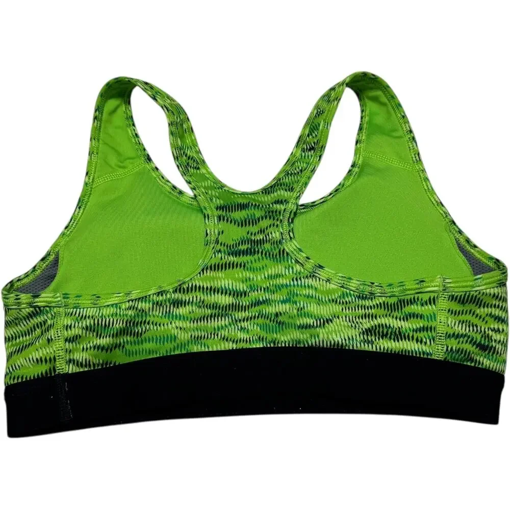 Nike Pro Dri-Fit Racerback Sports Bra Neon Green Black White Small